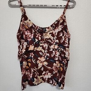 Torrid 3X Babydoll Top Ruffled Slub Vneck Camisole Floral Sleeveless
